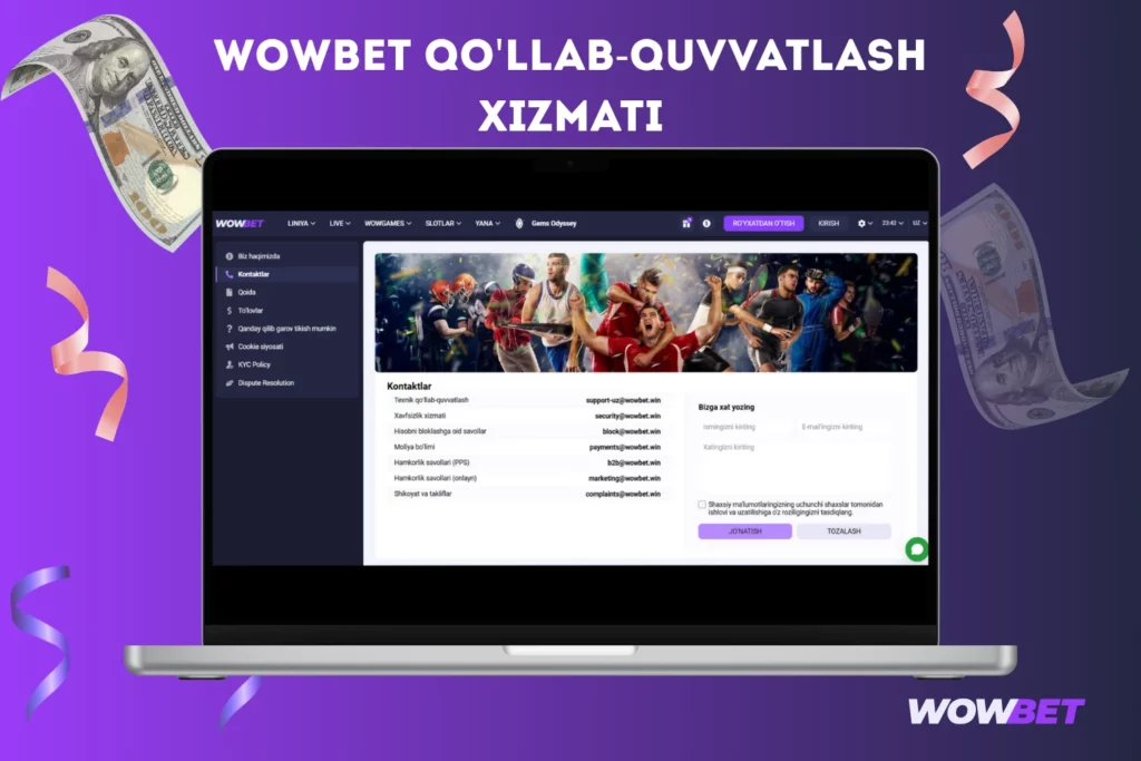O‘zbekistondagi o‘yinchilar uchun Wowbet qo‘llab-quvvatlash xizmati